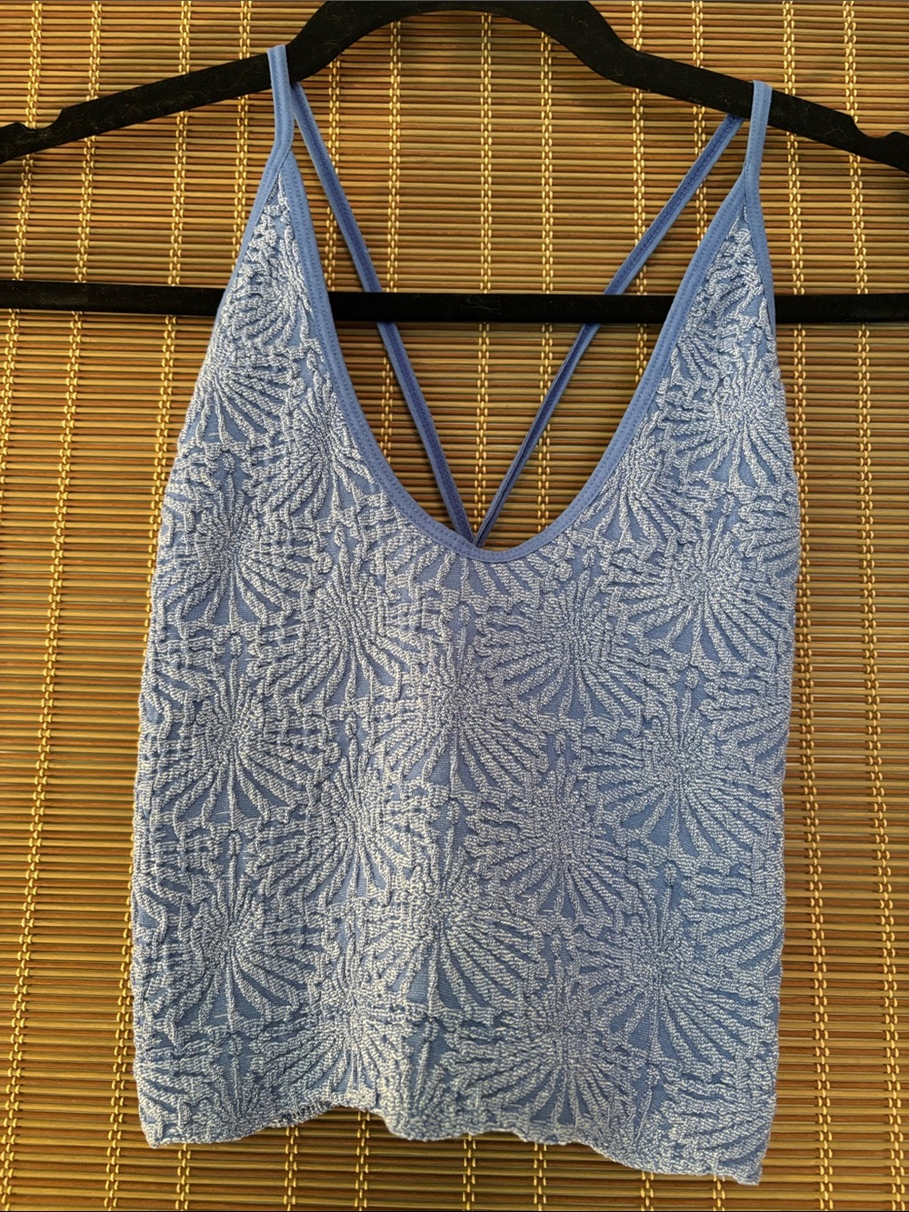 Altar’d State Everyday Seamless Floral Cami Textured Light Blue Strappy Tank Top